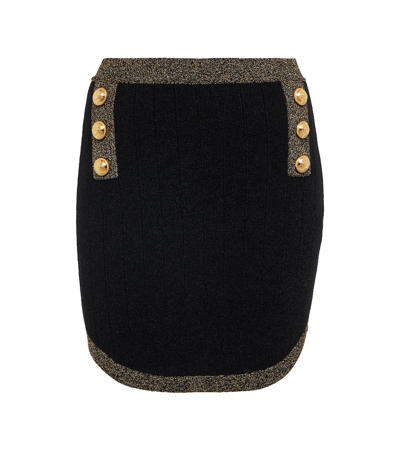Balmain High-rise Ribbed-knit Miniskirt In Black