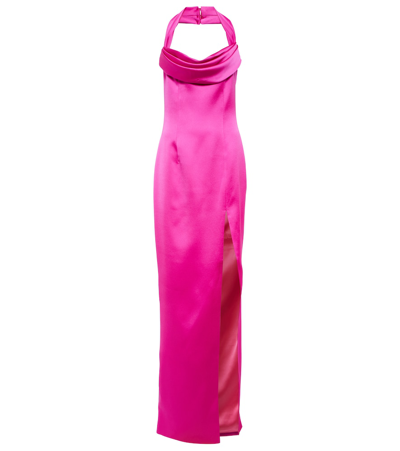 Rasario Satin Maxi Dress In Pink