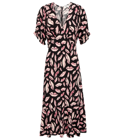 Diane Von Furstenberg Abigail Printed Wrap Midi Dress In Lips
