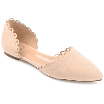 Journee Collection Jezlin Womens Scalloped Slip On Pointed Toe Flats In Brown