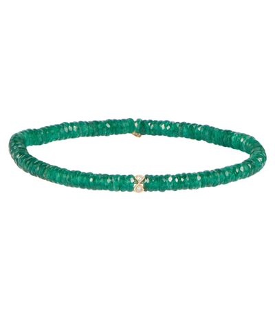 Sydney Evan 4mm Diamond Eternity Rondelle On Green Aventurine Wheel Bead Bracelet