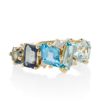 SUZANNE KALAN 14KT YELLOW GOLD RING WITH DIAMONDS AND TOPAZ
