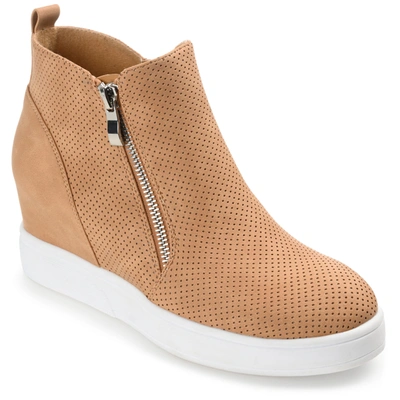 Journee Collection Pennelope Wedge Sneaker In Tan