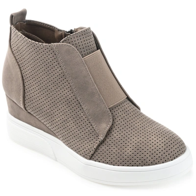 Journee Collection Collection Women's Wide Width Clara Sneaker Wedge In Grey