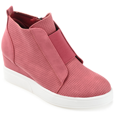 Journee Collection Clara Wedge Sneaker In Pink
