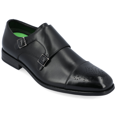 Vance Co. Atticus Wide Width Double Monk Strap Dress Shoe In Black