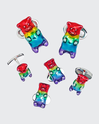 Jan Leslie Men's Rainbow Gummy Bear Cufflink Stud Set