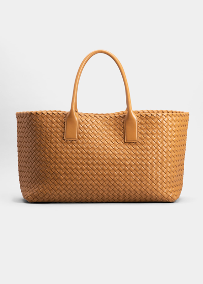 Bottega Veneta Cabat Medium Intrecciato East-west Tote Bag In Caramel