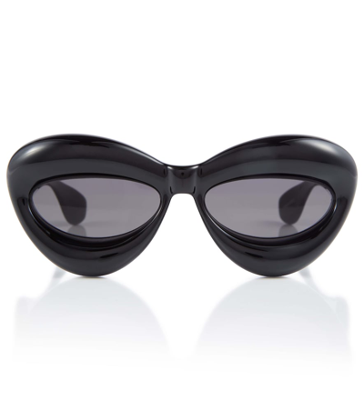 Loewe Inflated Cat-eye Sunglasses In Shiny Black / Smoke