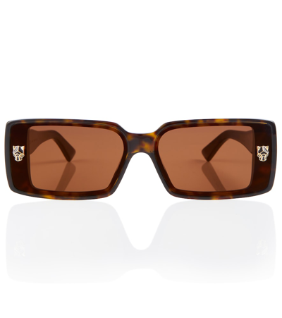 Cartier Panthère De  Rectangular Sunglasses In Havana/brown