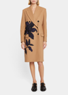 ERDEM FLORAL JACQUARD DOUBLE-BREASTED OVERSIZED PEA COAT