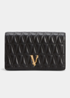 Versace Virtus Quilted Leather Wallet On Chain In 1b00v Black Versa