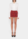 Dolce & Gabbana Leopard Printed High Waist Mini Skirt In Bright Red