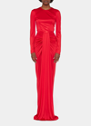 Dolce & Gabbana Ruched Evening Gown In Bright Red
