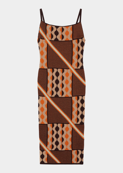 Ahluwalia Tafii Printed Midi Dress In Orange