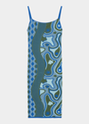 Ahluwalia Graphic Print Midi Dress - Women's - Ecotec Cotton/cotton In Blue