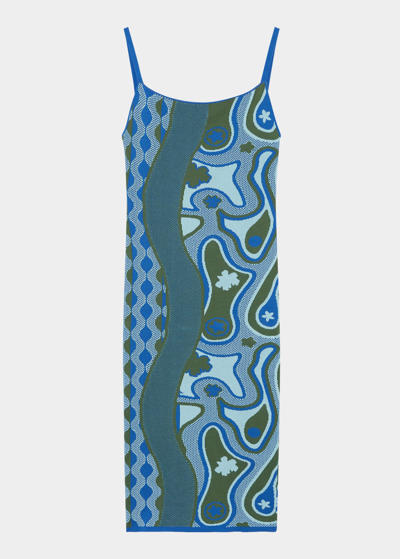 Ahluwalia Rumbidzai Printed Midi Dress In Blue