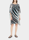 KOBI HALPERIN YARA DRAPED ABSTRACT-PRINT SHIFT DRESS