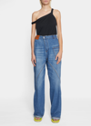 Jw Anderson Twisted Midrise Workwear Boyfriend Jeans In Light Blue Denim