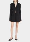 Altuzarra Gardner Lace-up Grain De Poudre Wool-blend Blazer In Black