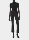 Helmut Lang Cropped Flared Leather Pants In Black