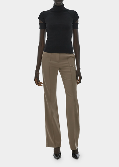 Helmut Lang Turtleneck Cut-out Sleeve Top In Black