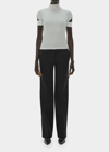 Helmut Lang Turtleneck Cut-out Sleeve Top In Ivory