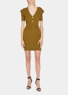 Balmain Button-front Knitted Dress In Black