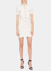 Balmain Button-embellished Metallic Ribbed-knit Cardigan In White Multi