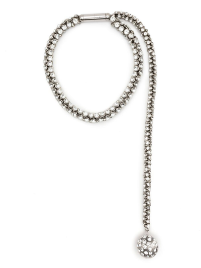 Dries Van Noten Crystal-embellished Drop Necklace In Silver