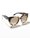 Prada Oversized Acetate Cat-eye Sunglasses In Black Tort