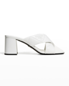 Prada Quilted Lambskin Crisscross Slide Sandals In Bianco