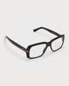 Tom Ford Blue Filtering Square Acetate Glasses In Black