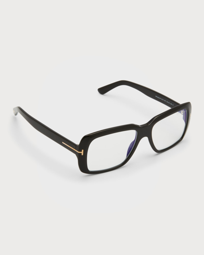 Tom Ford Blue Filtering Square Acetate Glasses In Black