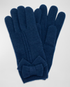 Portolano Jersey Knit Bow Cashmere Gloves In Navy