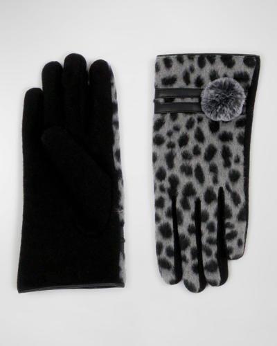 Pia Rossini Pauline Leopard-print Gloves In Black