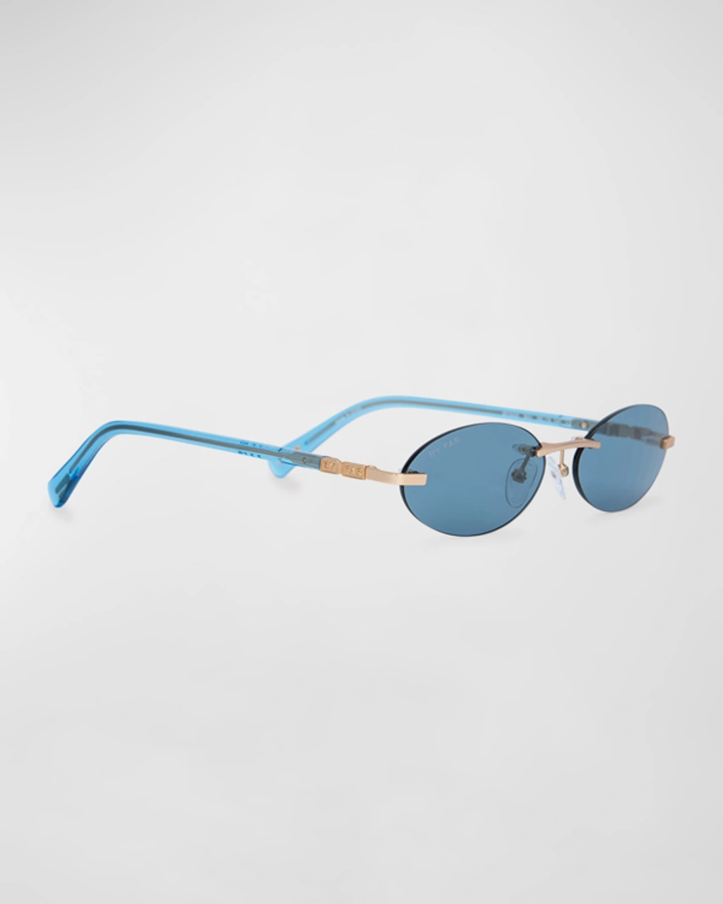 サングラス by FAR Sunglasses Texas Matt - By Far - l - Silver tone BY FAR Texas Matt Oval Metal & Acetate Sunglasses | Neiman