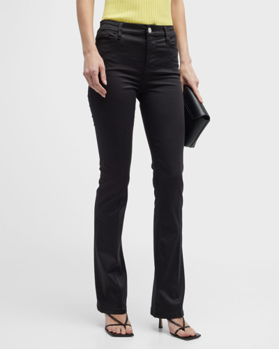 Frame Le Mini Boot Coated Slim Bootcut Jeans In Noir