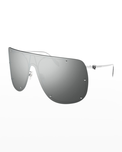 Alexander Mcqueen 99mm Skull Mask Sunglasses In Grey/silver