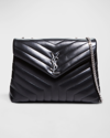 Saint Laurent Loulou Medium Ysl Matelasse Calfskin Flap-top Shoulder Bag In Deep Marine