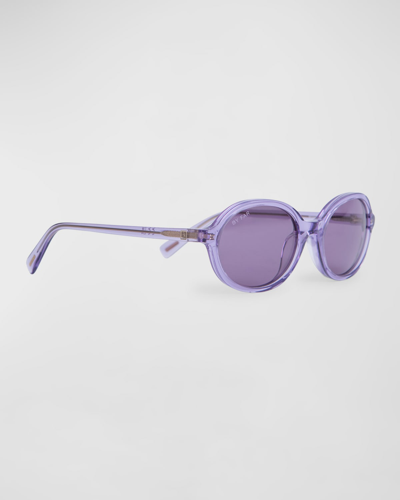 BY FAR VELVET SEMI-TRANSPARENT ROUND ACETATE SUNGLASSES