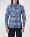 Bugatchi Julian Shaped Fit Plaid Stretch Button-up Shirt In Classic Bl