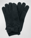 Portolano Jersey Knit Bow Cashmere Gloves In Black