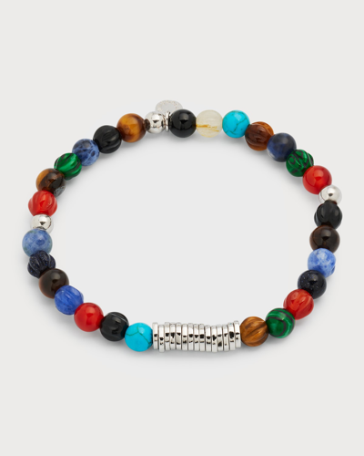 Tateossian Multicolour Stone And Sterling Silver Classic Discs Bracelet