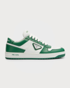 Prada Bicolor Leather Low-top Court Sneakers In Bianco Man