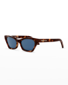Dior Midnight Beveled Acetate Butterfly Sunglasses In Blonde Havana