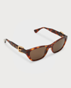 Moschino Buckle Nylon & Plastic Cat-eye Sunglasses In 086 Havana