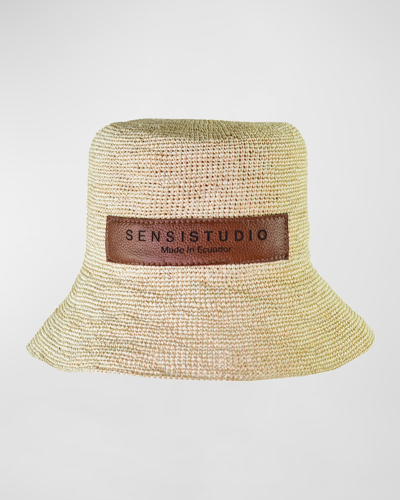 Sensi Studio Classic Crochet Lampshade Bucket Hat In Natural Cognac