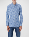 Bugatchi James Diamond Ooohcotton Long-sleeve Button-down Shirt In Classic-blue