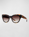 BARTON PERREIRA LIONESS HAVANA ACETATE CAT-EYE SUNGLASSES